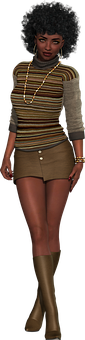 Retro Fashion_ Female3 D Model PNG Image