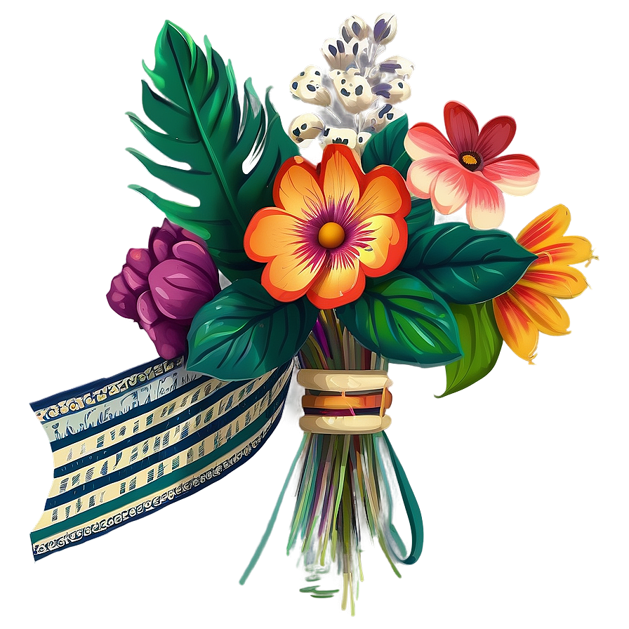 Retro Floral Bouquet Composition Png 12 PNG Image