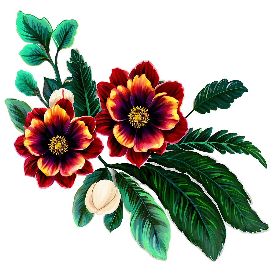 Retro Floral Cascade Png 36 PNG Image