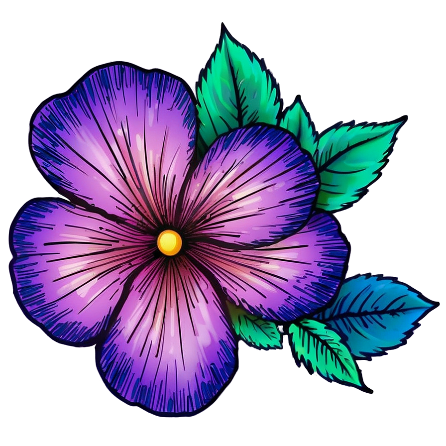 Retro Flower Sketch Png Rum93 PNG Image