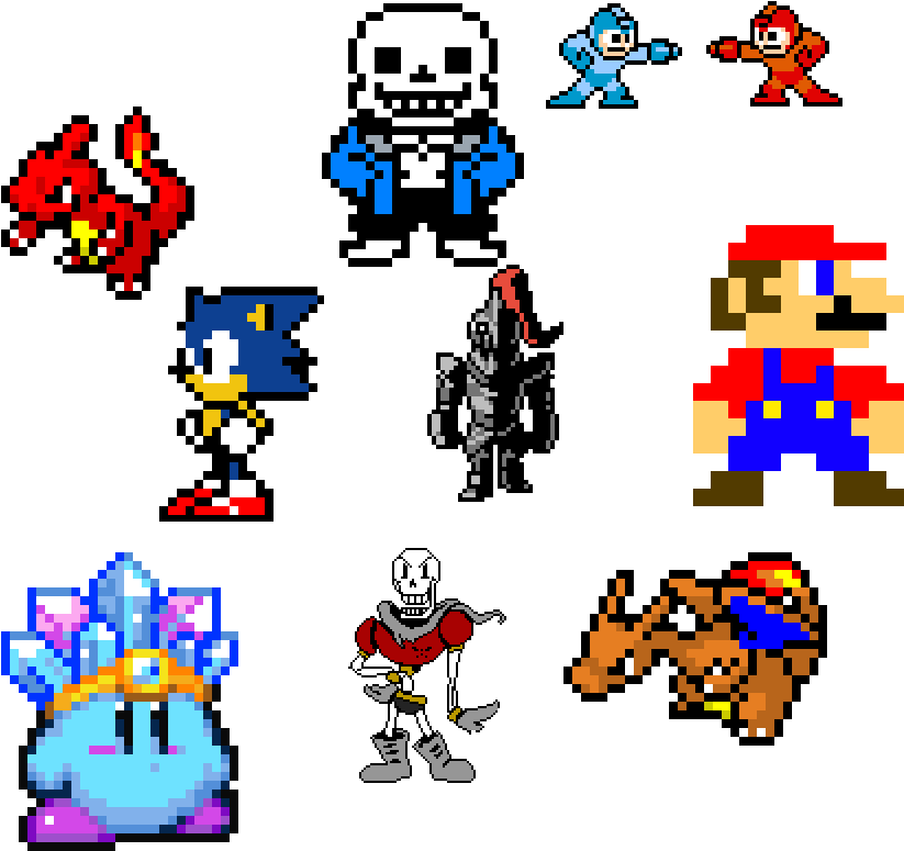 Retro_ Gaming_ Characters_ Collage PNG Image