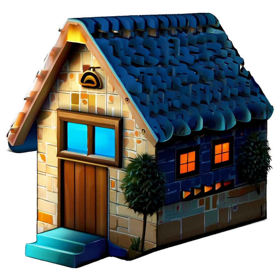 Retro House Emoji Png Bxn PNG Image