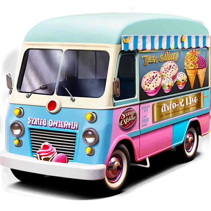 Retro Ice Cream Van Png Fht PNG Image