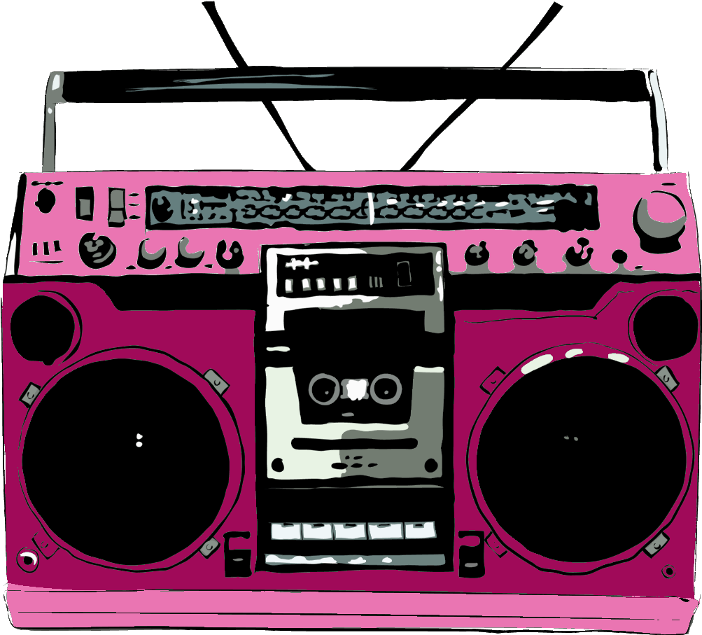 Retro Pink Boombox Illustration PNG Image