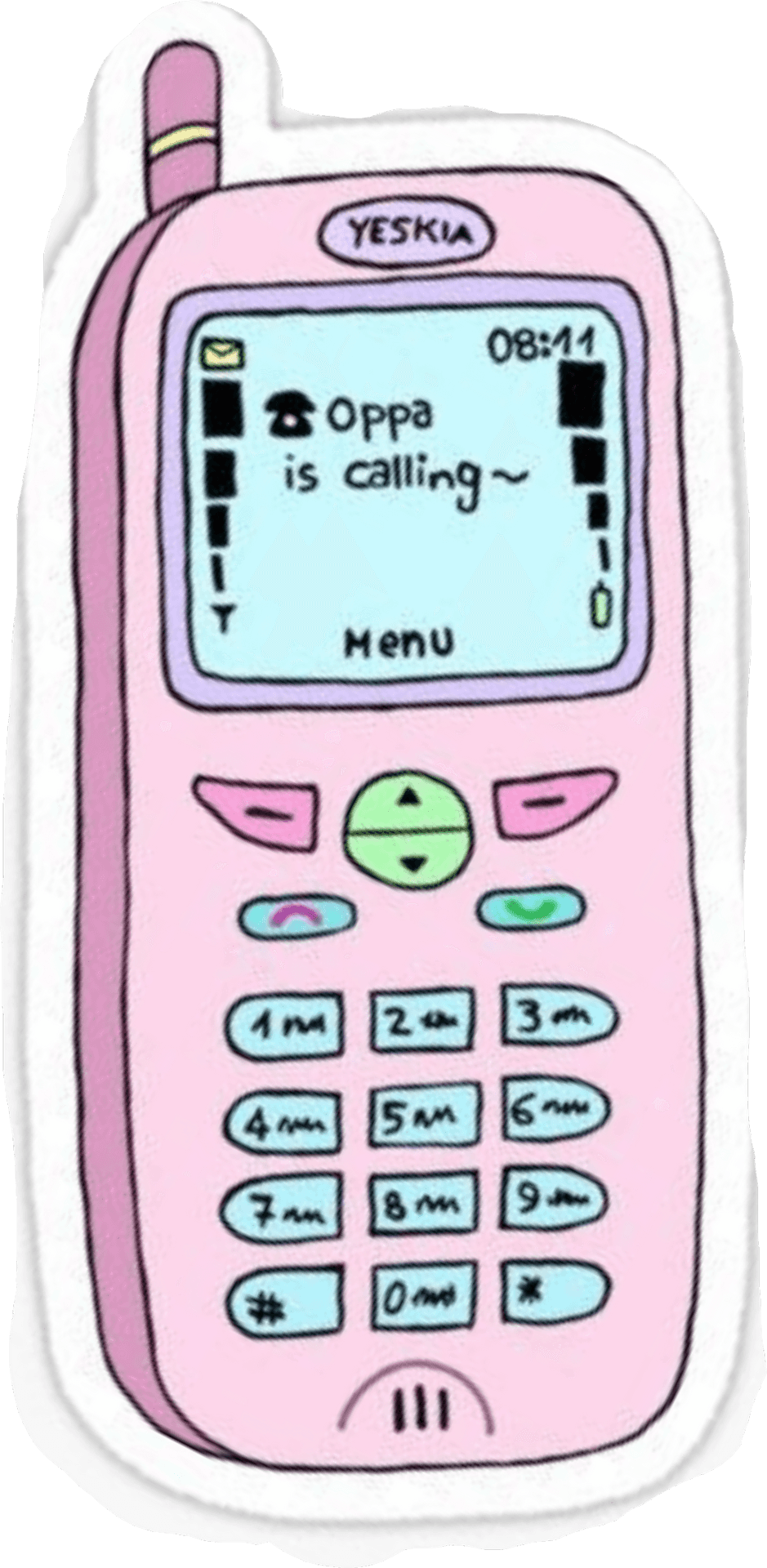 Retro Pink Flip Phone Clipart PNG Image