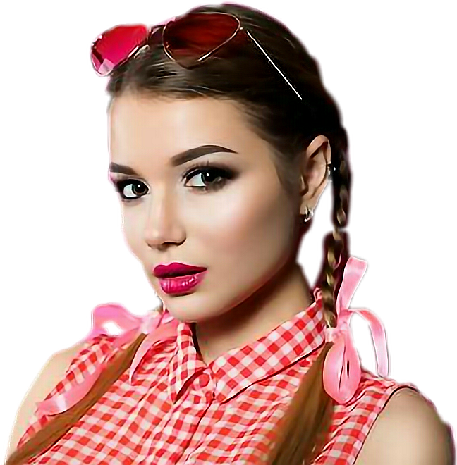 Retro Pink Styled Woman PNG Image