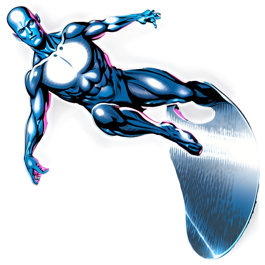 Retro Silver Surfer Poster Png Xmy22 PNG Image