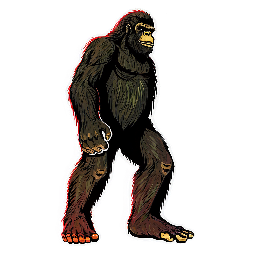 Retro Style Bigfoot Sticker Png Qxy7 PNG Image