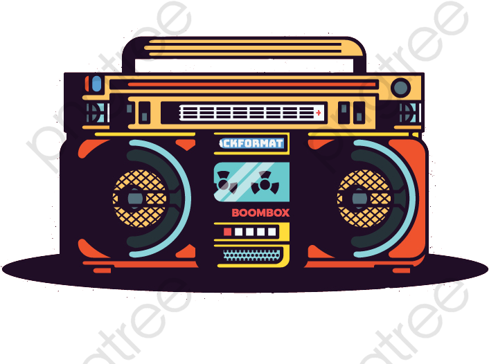 Retro Style Boombox Illustration PNG Image