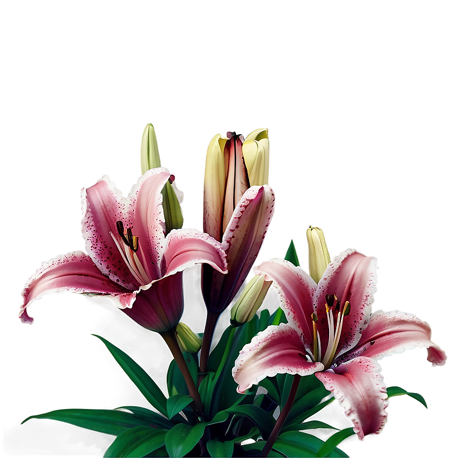 Retro Style Lilies Png Qve PNG Image