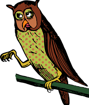 Retro Style Owl Illustration PNG Image