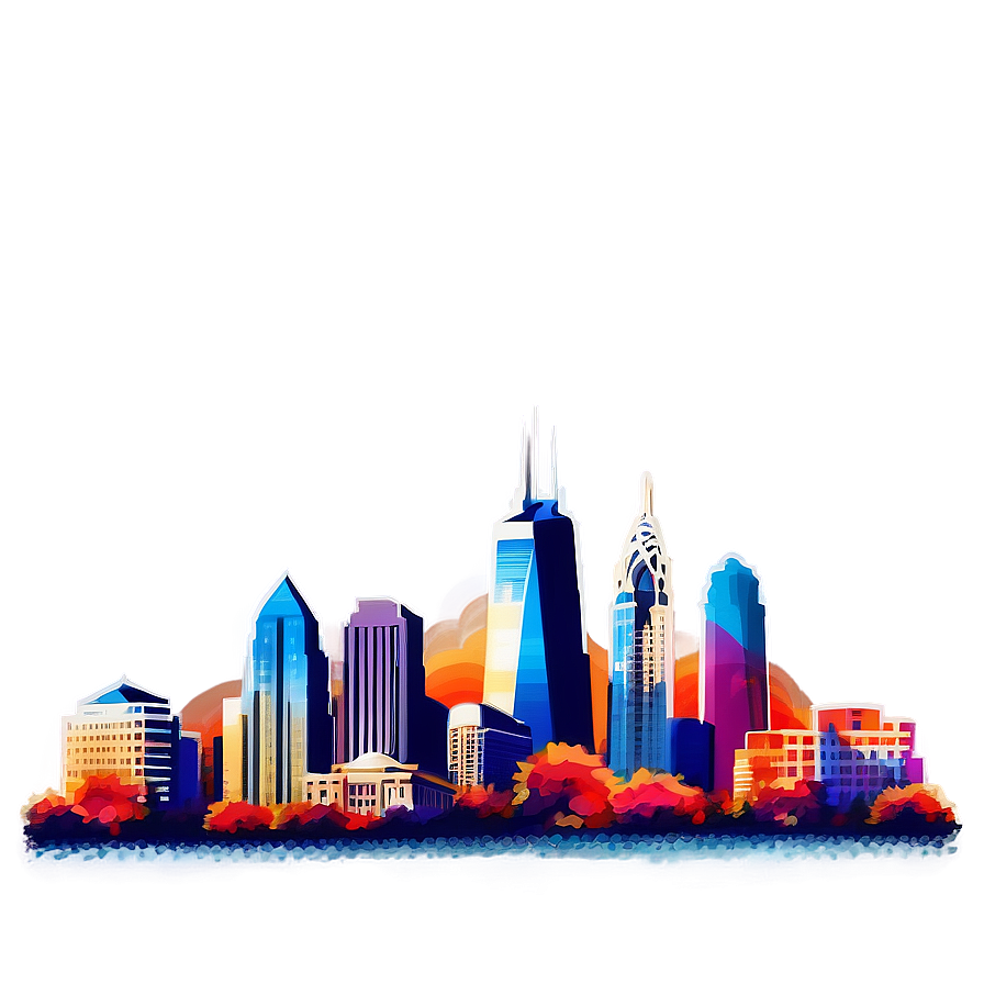 Retro Style Philadelphia Skyline Png 3 PNG Image