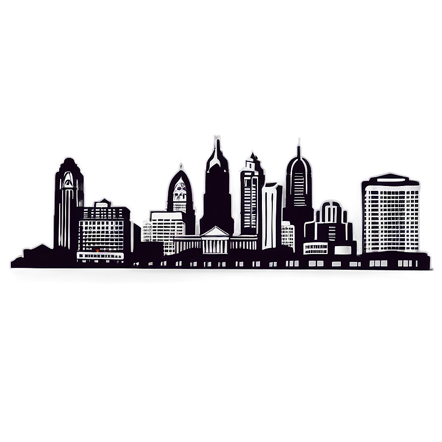 Retro Style Philadelphia Skyline Png Drm7 PNG Image