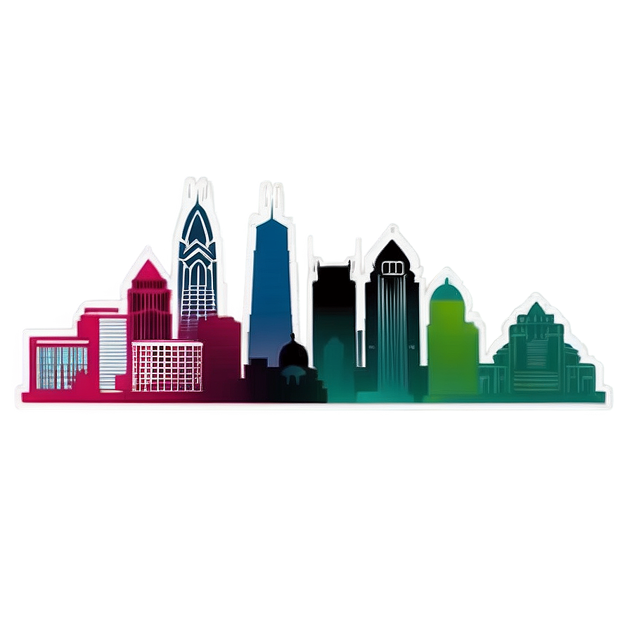 Retro Style Philadelphia Skyline Png Xsi13 PNG Image