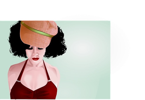 Retro Styled Woman Illustration PNG Image