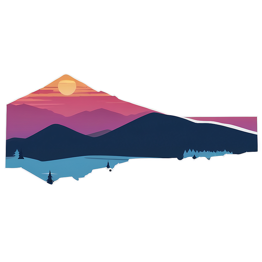 Retro Sunset Mountain Peaks Png 06252024 PNG Image