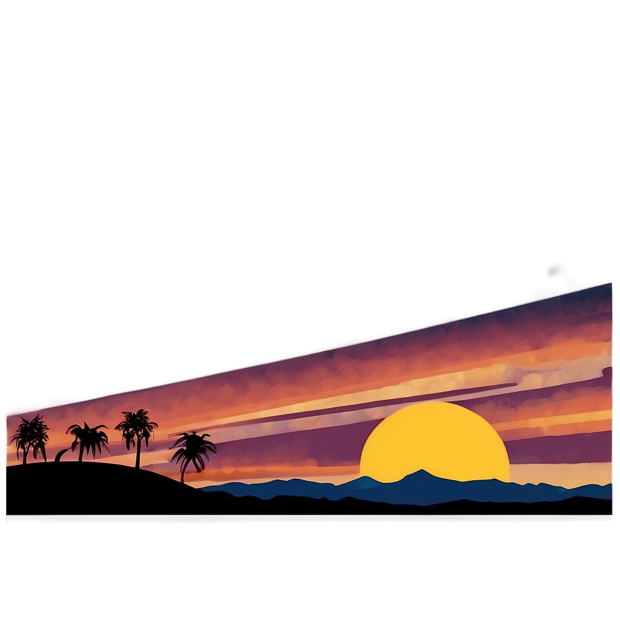 Retro Sunset Scenery Png Jgj PNG Image