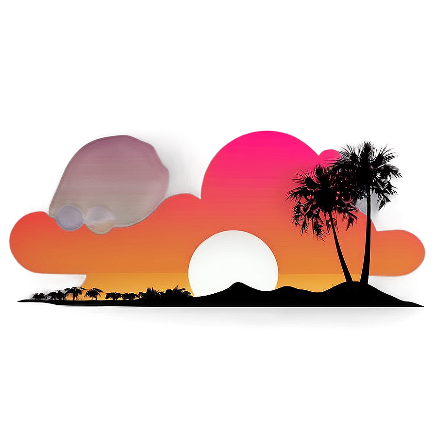 Retro Sunset Scenery Png Usa PNG Image