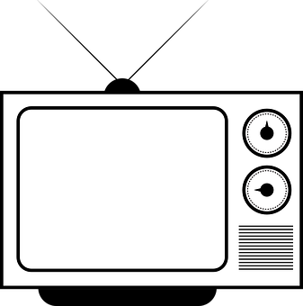 Retro T V Icon Blackand White PNG Image