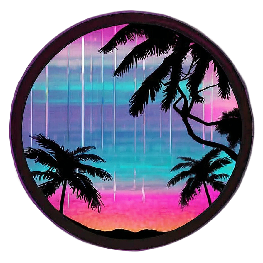 Retro Vaporwave Sunset Png Duo40 PNG Image