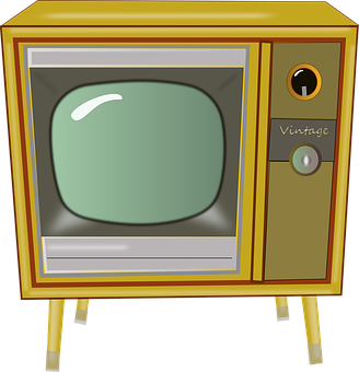 Retro Yellow Television Cartoon PNG Image