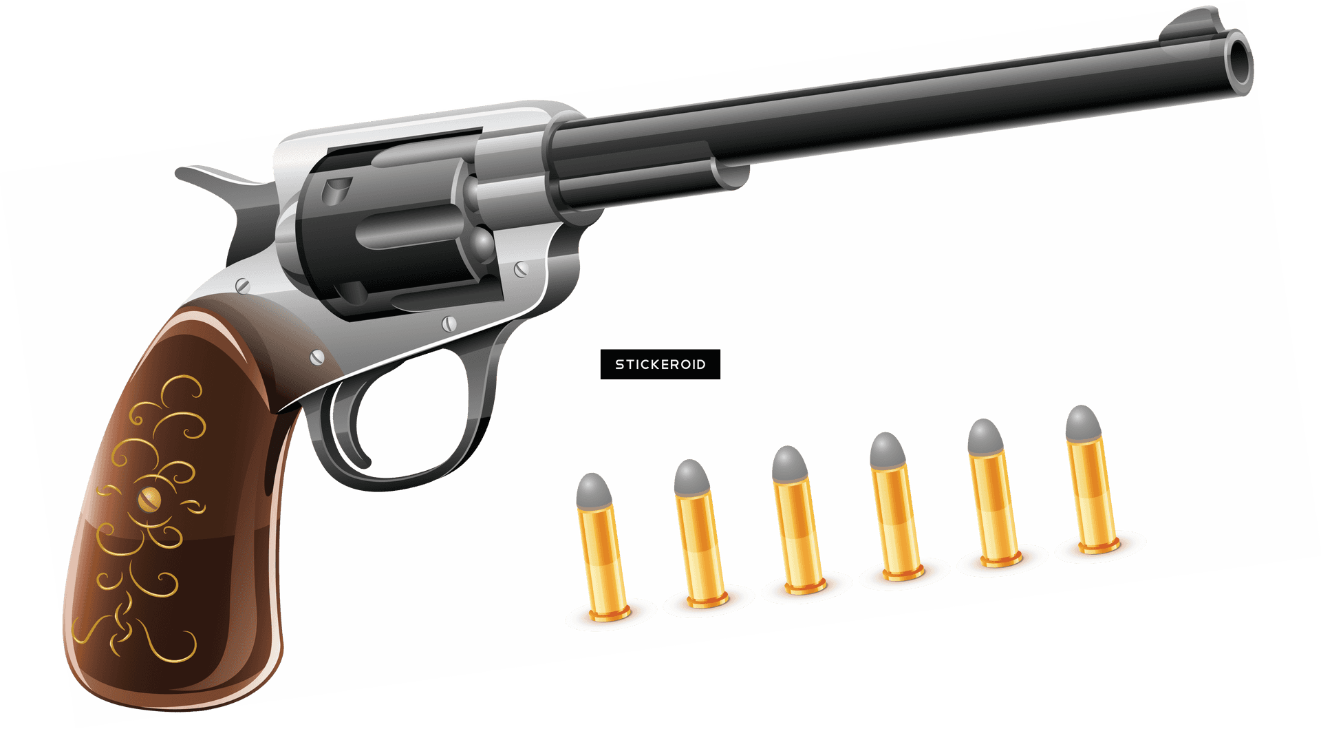 Revolverand Bullets Illustration PNG Image