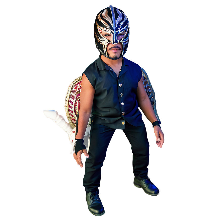 Rey_ Mysterio_ Luchador_ Pose PNG Image