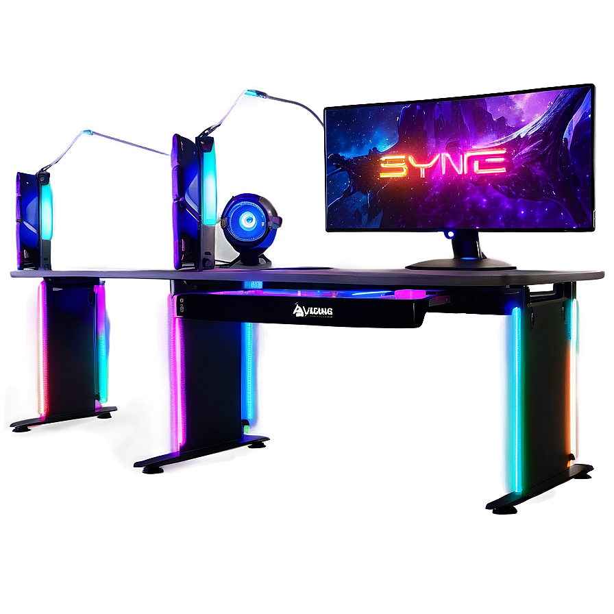 Rgb Lighting Gaming Desk Png 06212024 PNG Image