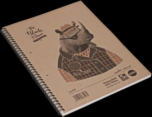 Rhino Detective Illustrated Notebook PNG Image