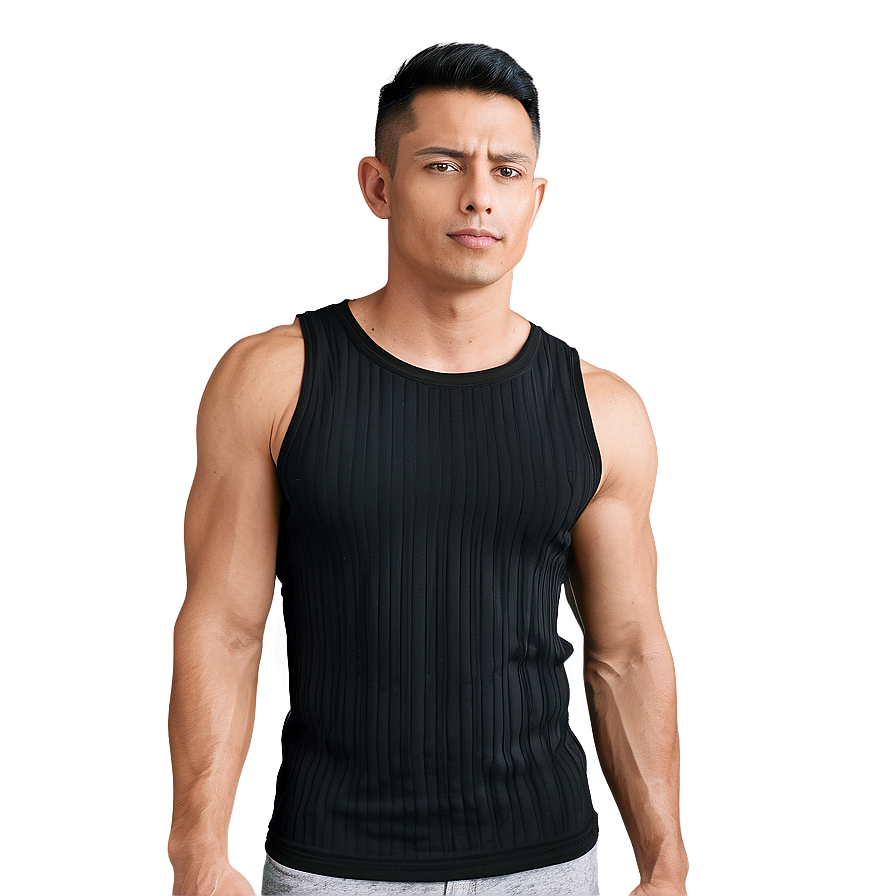 Ribbed Black Tank Top Png Qcx PNG Image