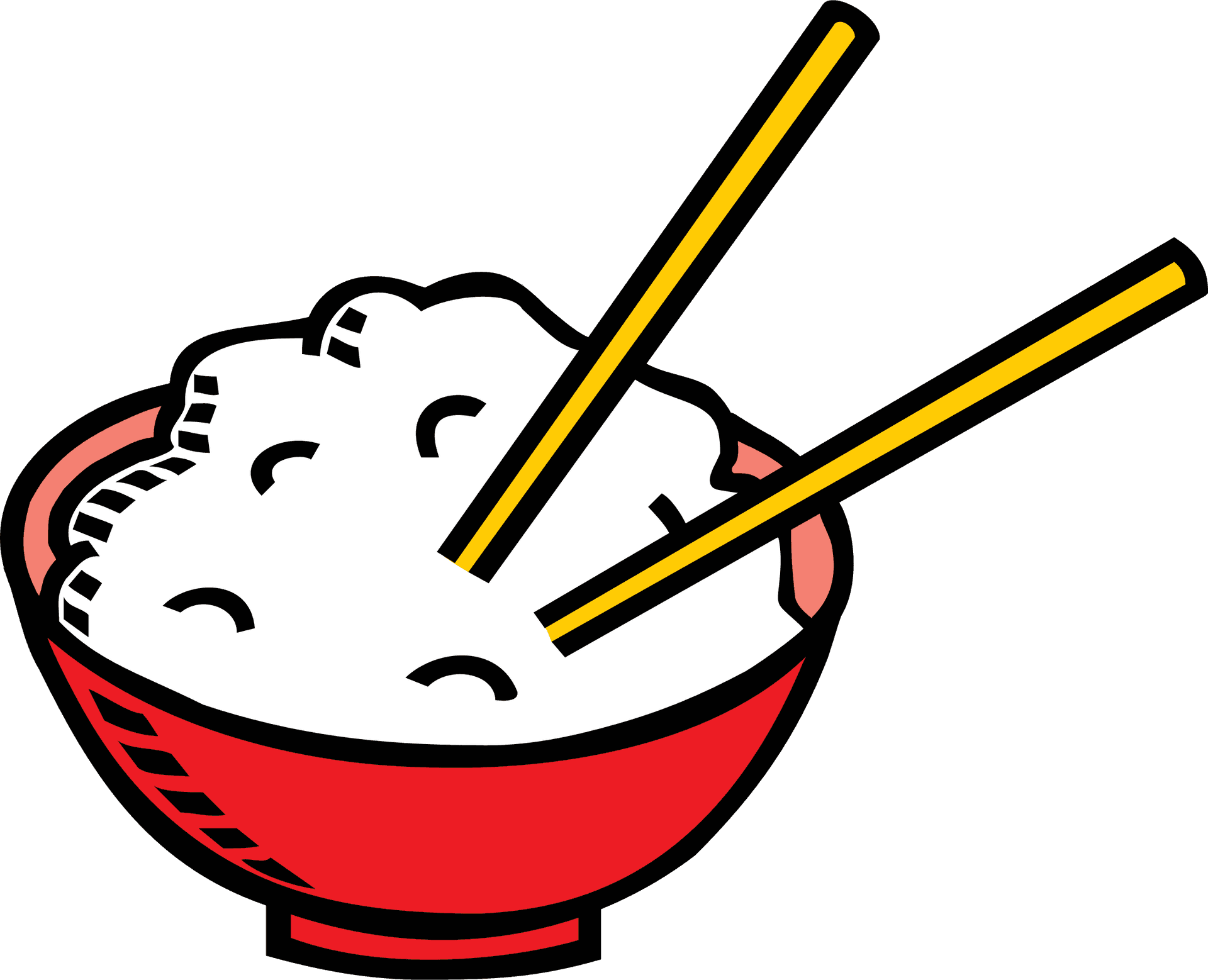 Rice Bowl With Chopsticks Vector PNG Image