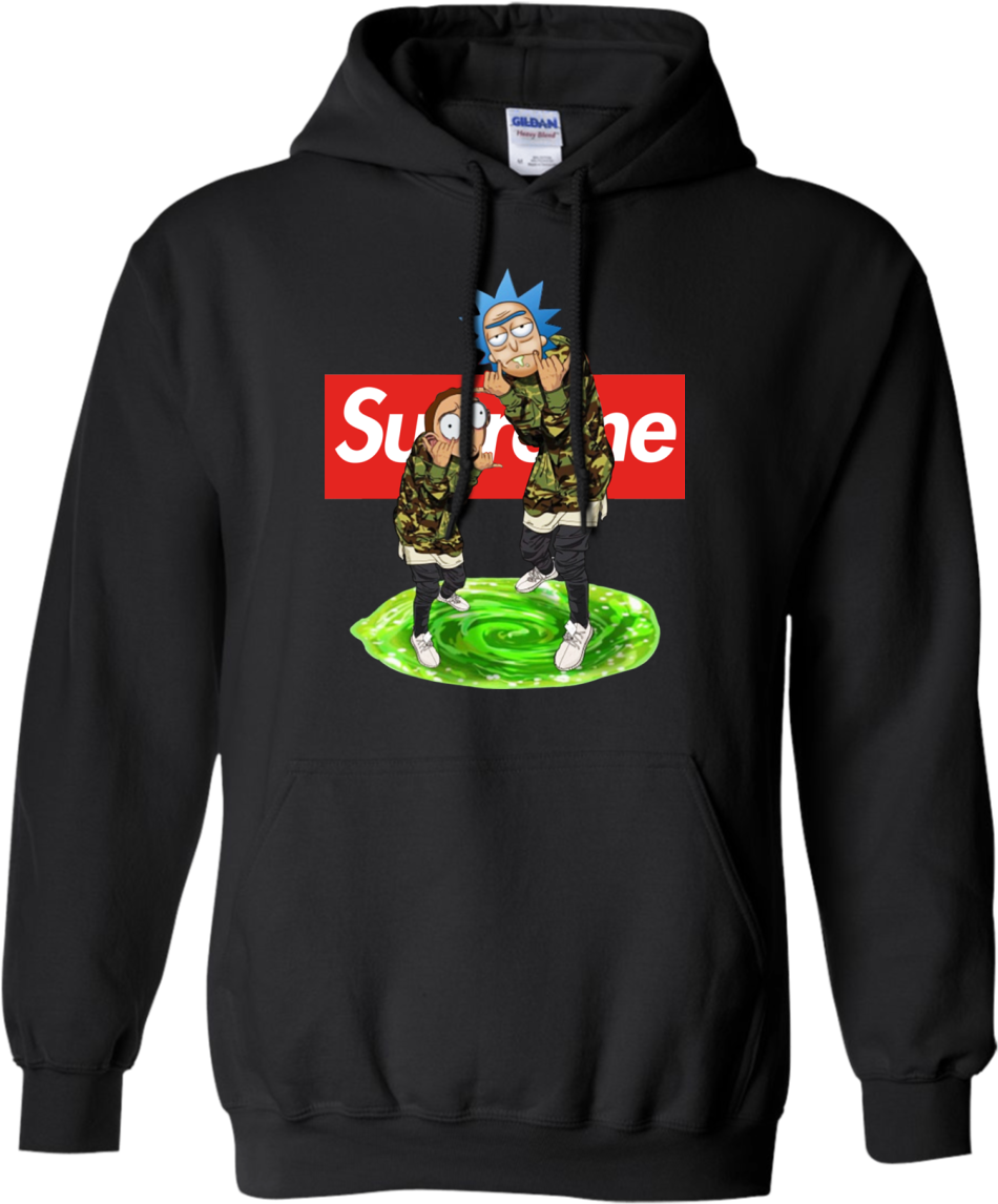 Rickand Morty Supreme Hoodie Design PNG Image