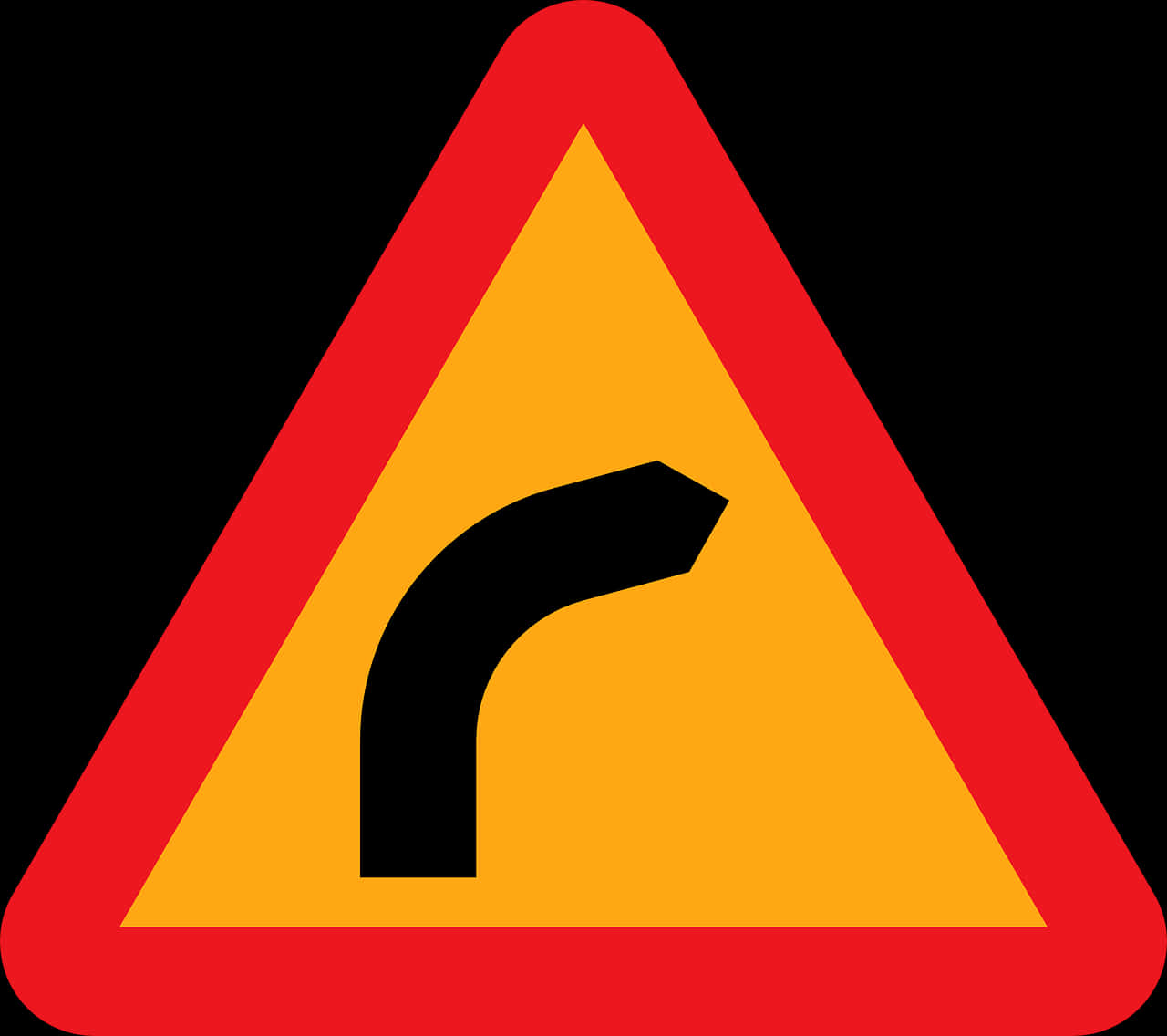 Right Curve Warning Sign PNG Image