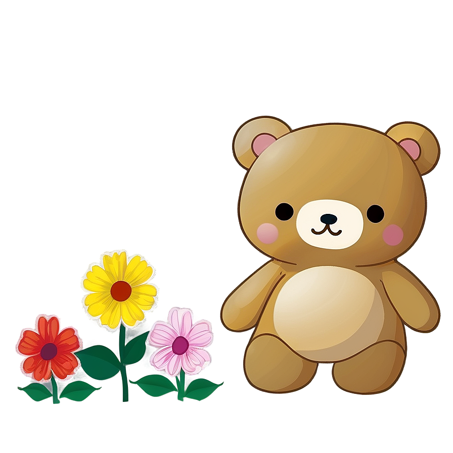 Rilakkuma And Flowers Png Qju58 PNG Image