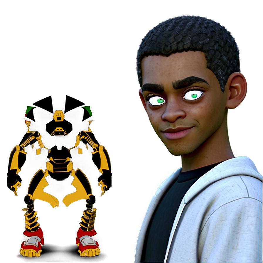 Riley Freeman With Robot Companion PNG Image