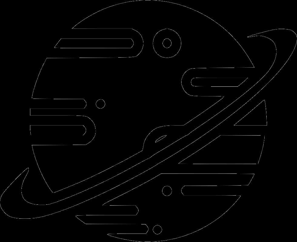 Ringed Planet Outline Graphic PNG Image