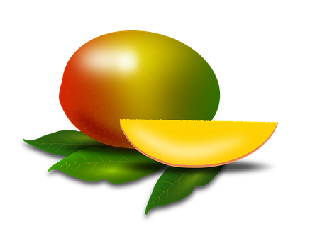 Ripe Mangowith Sliceon Black Background PNG Image