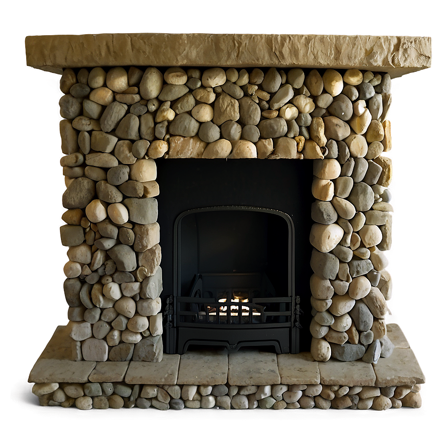 River Rock Fireplace Surround Png Evl PNG Image