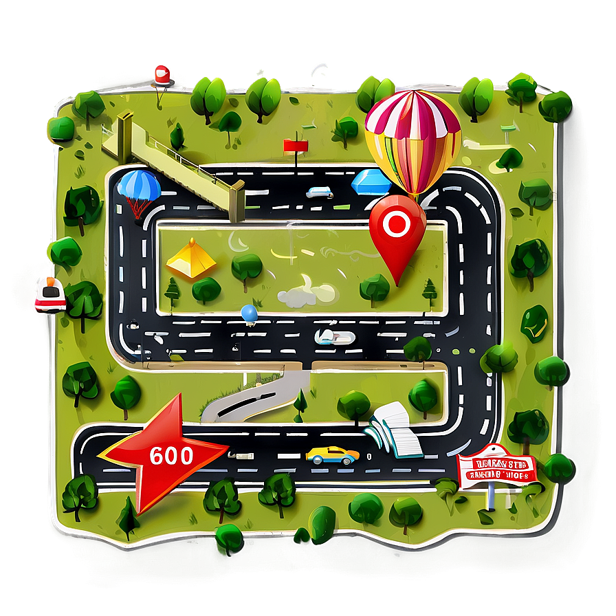 Road Map With Landmarks Png Lni PNG Image