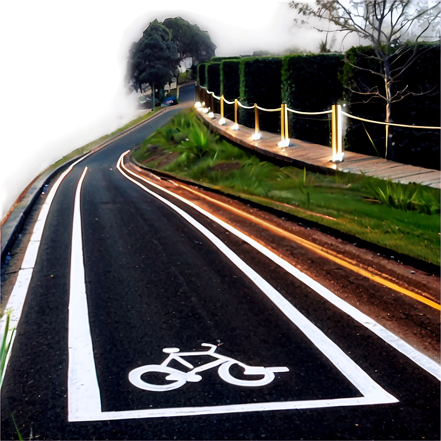 Road With Bicycle Lane Png 05032024 PNG Image