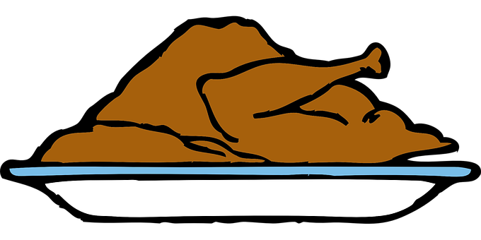 Roast Chickenon Plate Illustration PNG Image