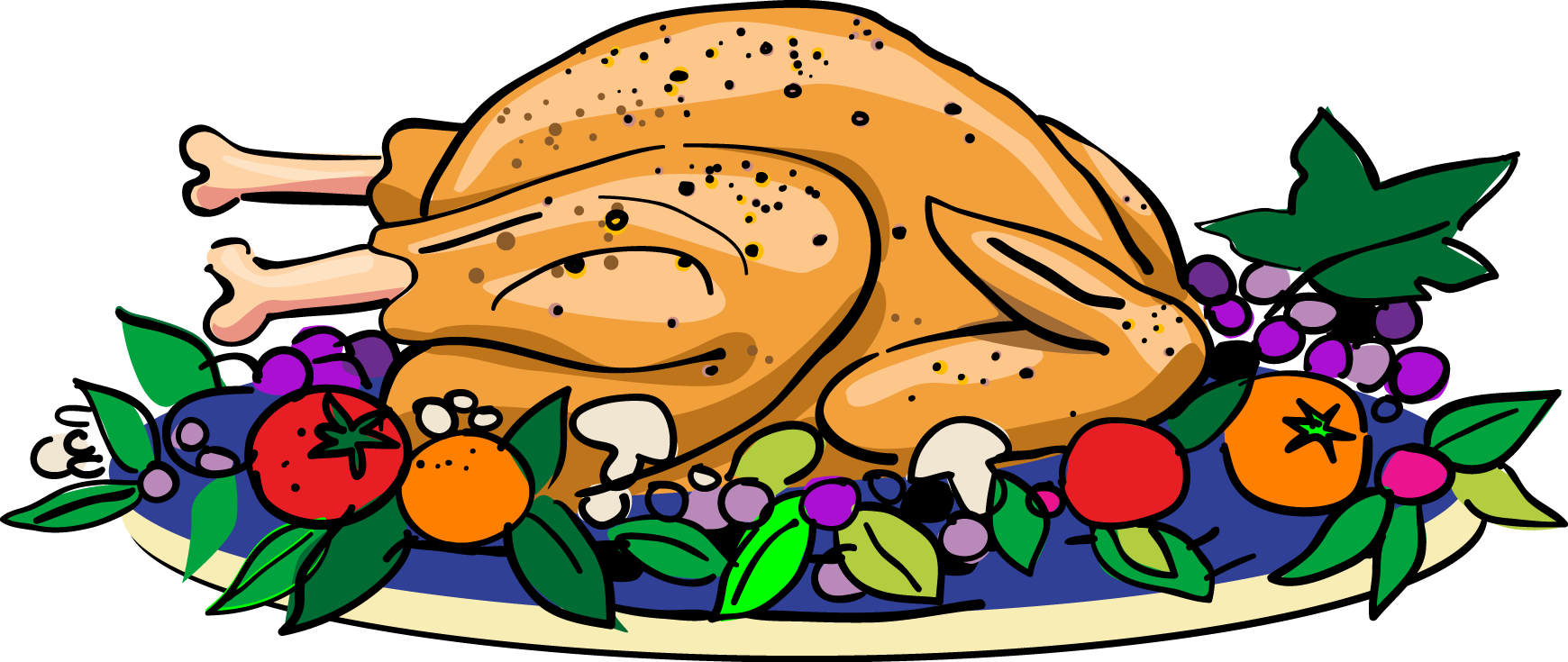 Roast Chickenwith Garnish PNG Image