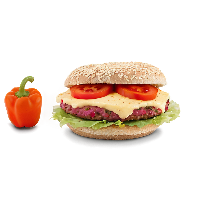 Roasted Red Pepper Hummus Burger Png Qwq7 PNG Image