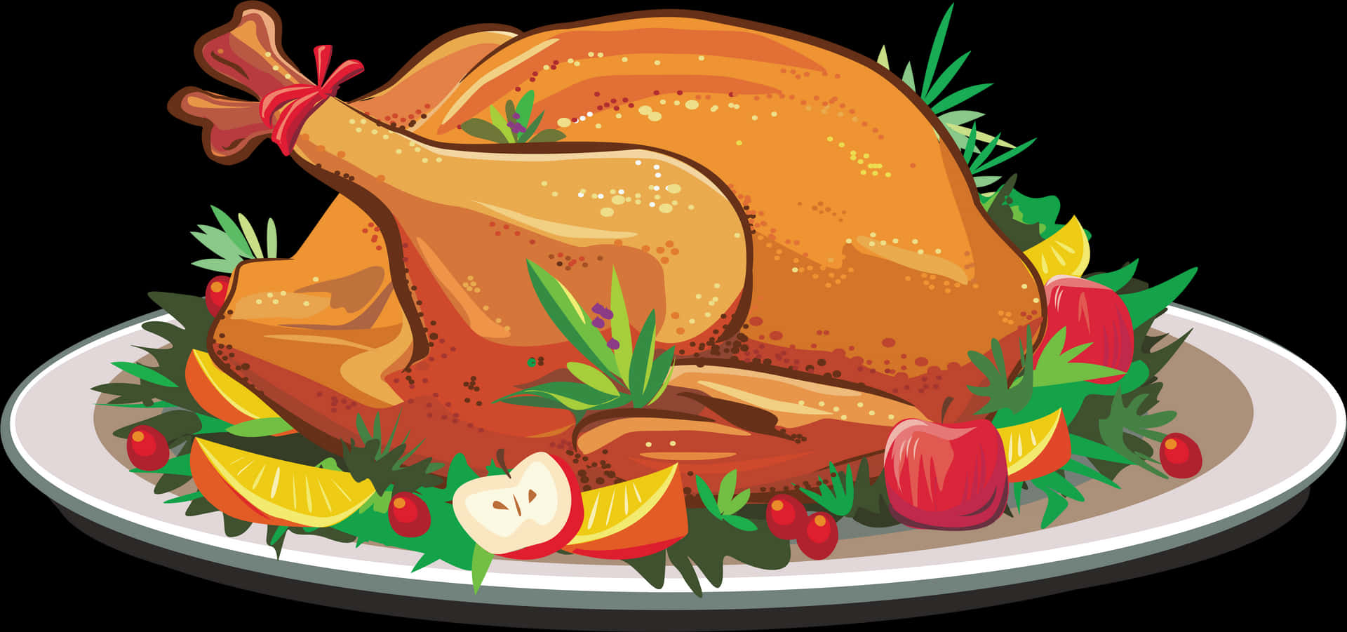 Roasted Turkey Dish Illustration PNG Image