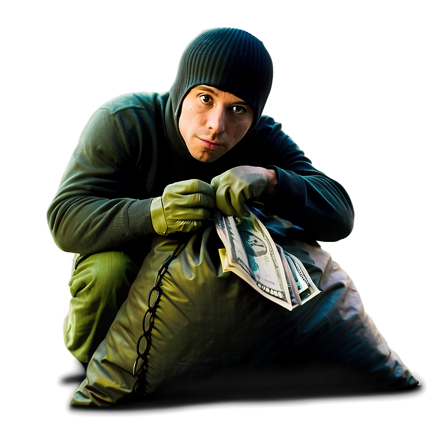 Robber With Sack Of Money Png Rlm32 PNG Image