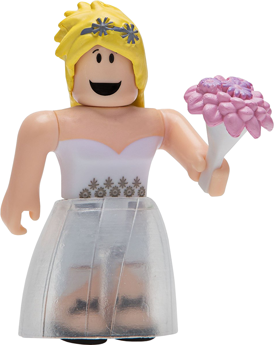 Roblox Bride Figure Holding Flowers PNG Image