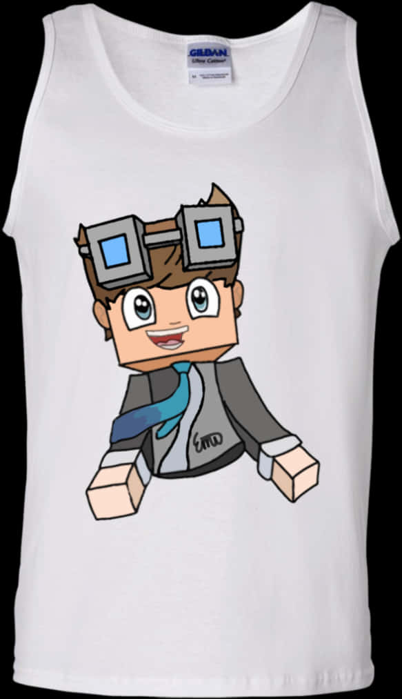 Roblox Character Printed White Tank Top PNG Image