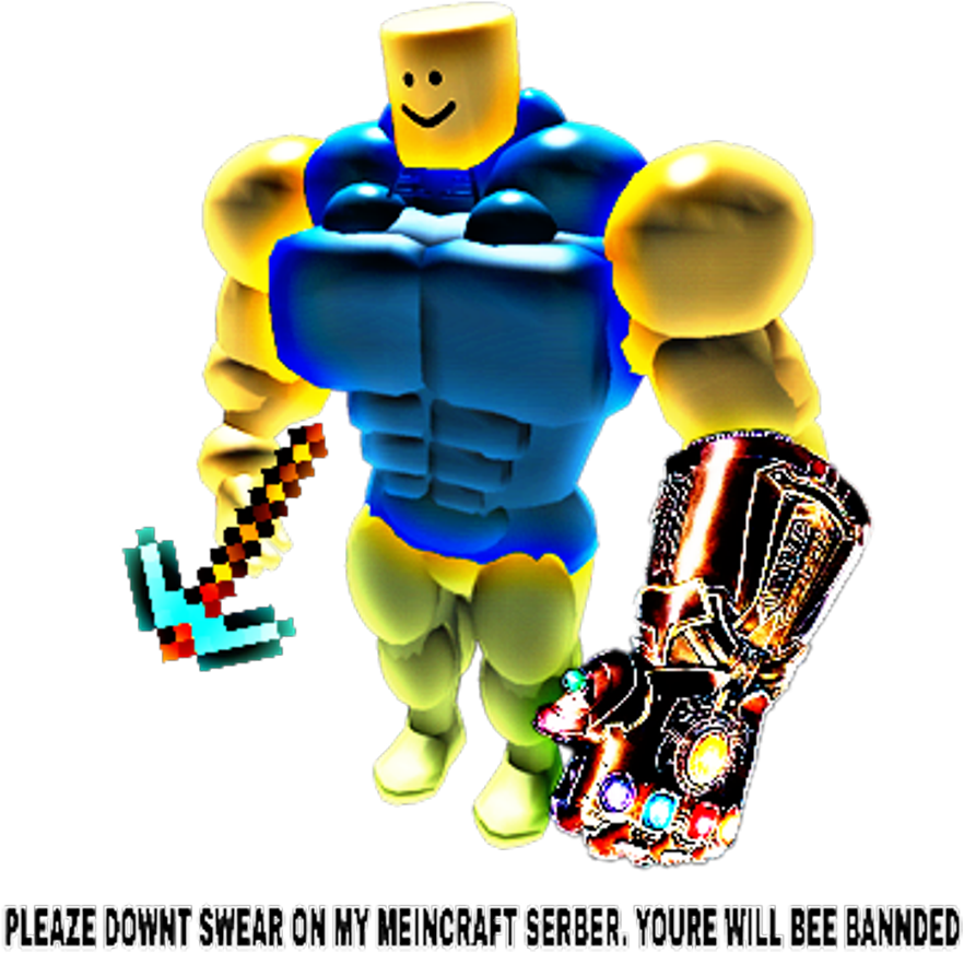 Roblox Character With Infinity Gauntletand Minecraft Sword PNG Image