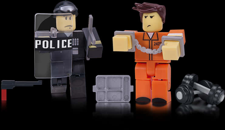 Roblox Policeand Prisoner Figures PNG Image