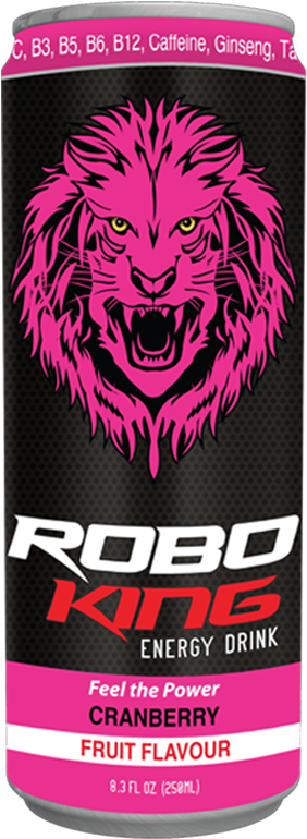 Robo King Cranberry Energy Drink Can PNG Image